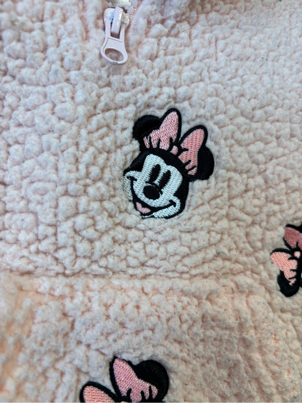 Disney Minnie Mouse Embroidered Fleece Quarter Zip Pullover Blush Pink 18M - Picture 4 of 5